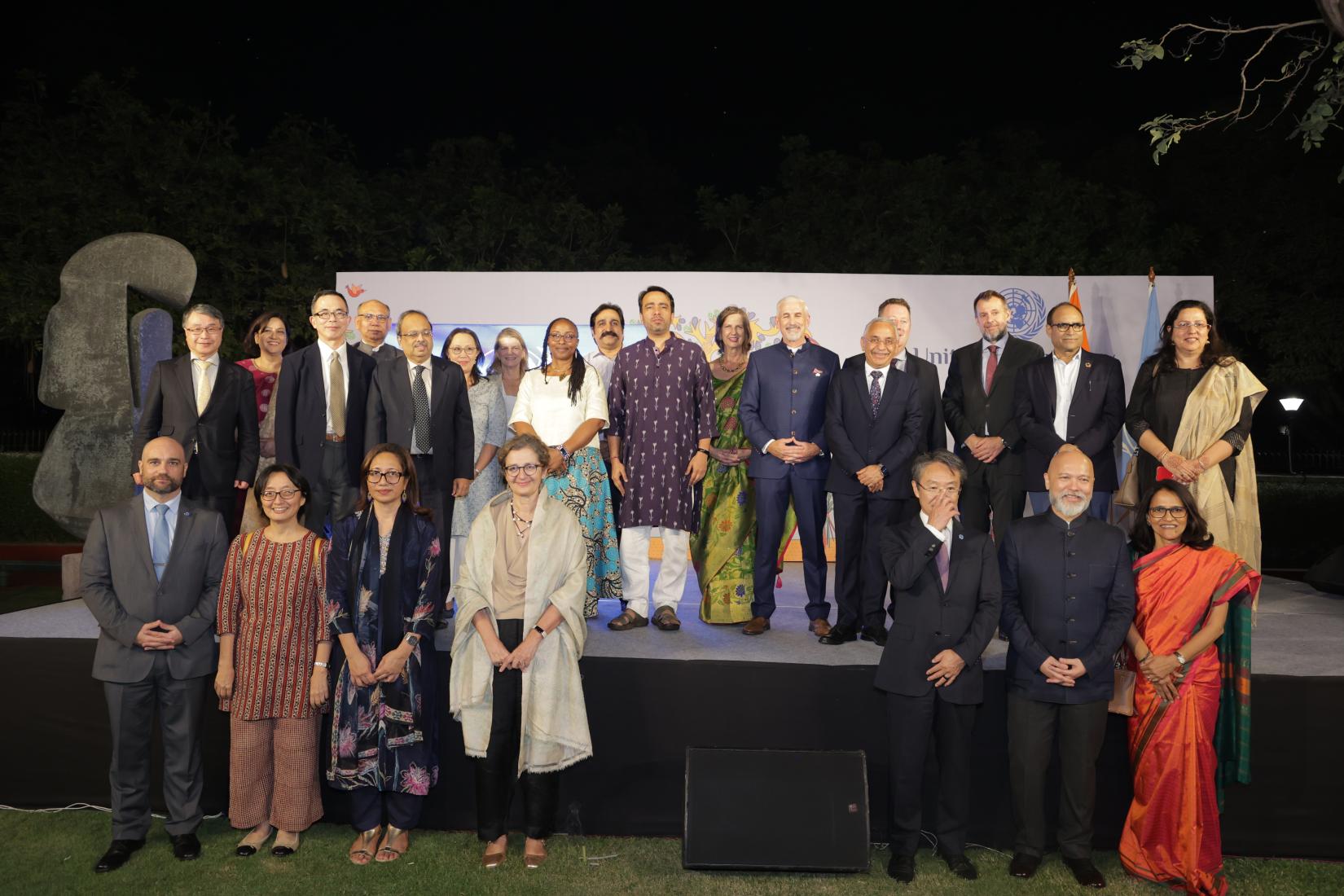 Team United Nations in India with Union Minister of State (Independent Charge) for Skill Development and Entrepreneurship Jayant Chaudhary at the UN Day celebrations in New Delhi. 