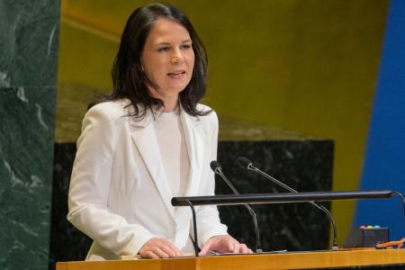 Annalena Baerbock, President-elect of the General Assembly at its eightieth session addresses delegations after her election.