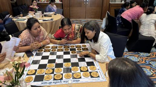 Participants at the consultations try out a special chessboard, designed to serve as an educational tool to instill the core principles of the United Nations Standard Minimum Rules for the Treatment of Prisoners – also known as the Nelson Mandela Rules - into the daily operations of prison management